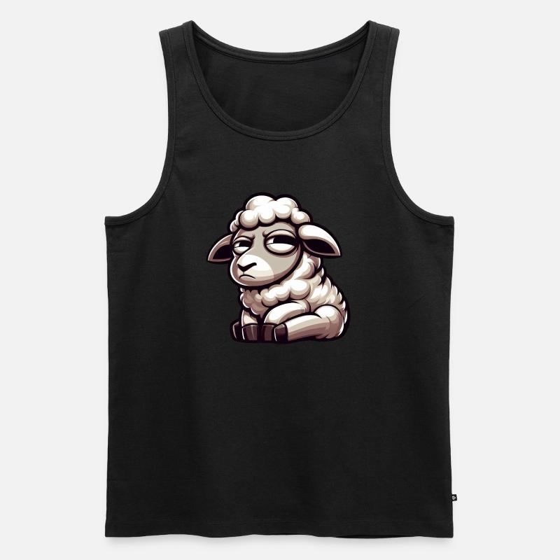 Skeptisches Schaf Comic Lustiger Stier - Männer Premium Bio Tank Top - Schwarz