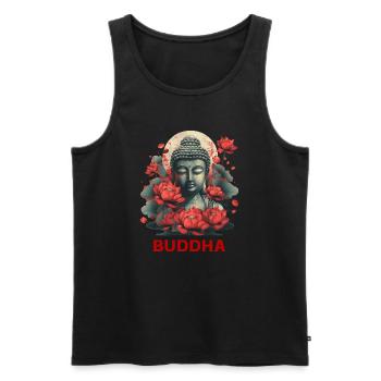 Bouddha, Bouddhiste, Namaste, Méditation, Bouddhisme - Débardeur bio Premium Homme - noir - Devant - Michal (187cm)