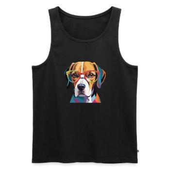Beagle Chien Cool avec des lunettes - Débardeur bio Premium Homme - noir - Devant - Michal (187cm)