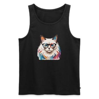 Ragdoll Katze süß cool mit Brille - Männer Premium Bio Tank Top - Schwarz - Vorne - Michal (187cm)