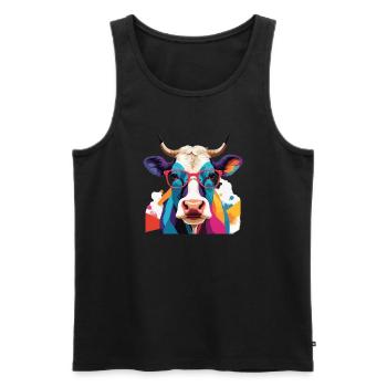 Cow Cool with Glasses Cool - Men's Premium Organic Tank Top - black - Front - AI Model Male 178 light (178cm)
