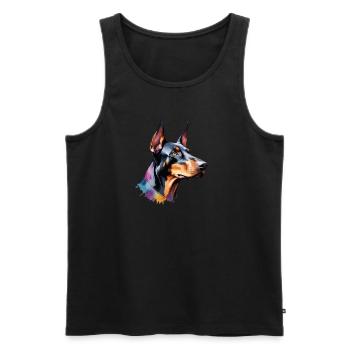 Dobermann Hund Cool Bunt Groß - Männer Premium Bio Tank Top - Schwarz - Vorne - Michal (187cm)