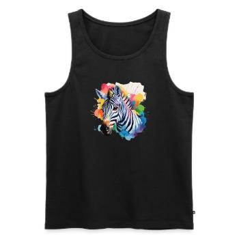 Zebra cool im bunten Design - Männer Premium Bio Tank Top - Schwarz - Vorne - AI Model Male 178 light (178cm)