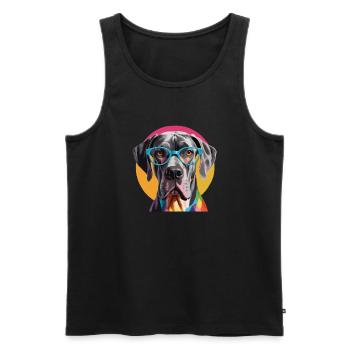 Dogue Allemand Chien Dogue Allemand Lunettes Colorées - Débardeur bio Premium Homme - noir - Devant - Michal (187cm)