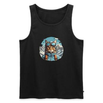 Dessin animé de chat à Bergen Cool - Débardeur bio Premium Homme - noir - Devant - Michal (187cm)