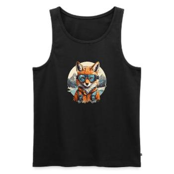 Fox Cool Cartoon in the Mountains - Men's Premium Organic Tank Top - black - Front - AI Model Male 178 light (178cm)