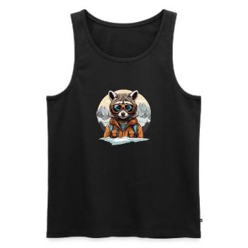 Raccoon Cool Ski in Bergen - Männer Premium Bio Tank Top - Schwarz - Vorne - Michal (187cm)