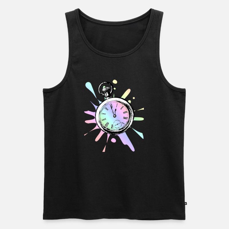 Uhr - farbenfroh / Geschenkidee - Männer Premium Bio Tank Top - Schwarz