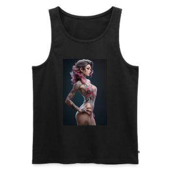 Sakura Splash: Beauté d’anime avec rose et noir - Débardeur bio Premium Homme - noir - Devant - Michal (187cm)