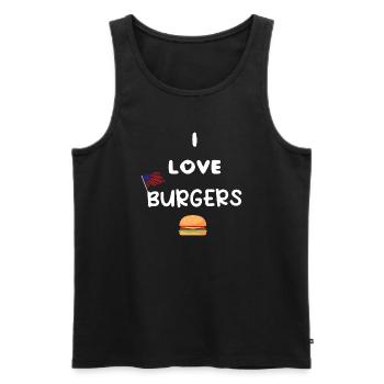 Burger Hamburger T-Shirt - Männer Premium Bio Tank Top - Schwarz - Vorne - Michal (187cm)