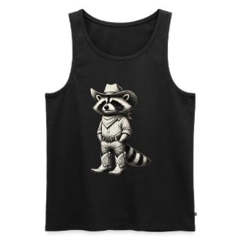 Cowboy Raccoon Western Vintage Drawing - Men's Premium Organic Tank Top - black - Front - AI Model Male 178 light (178cm)