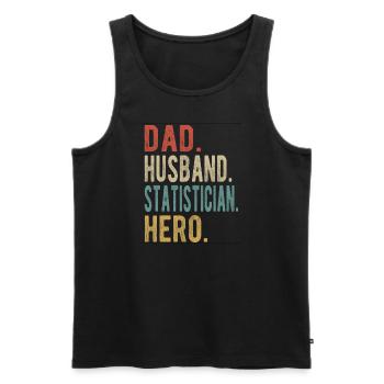 Statisticien Papa Husband Hero - Débardeur bio Premium Homme - noir - Devant - AI Model Male 178 light (178cm)