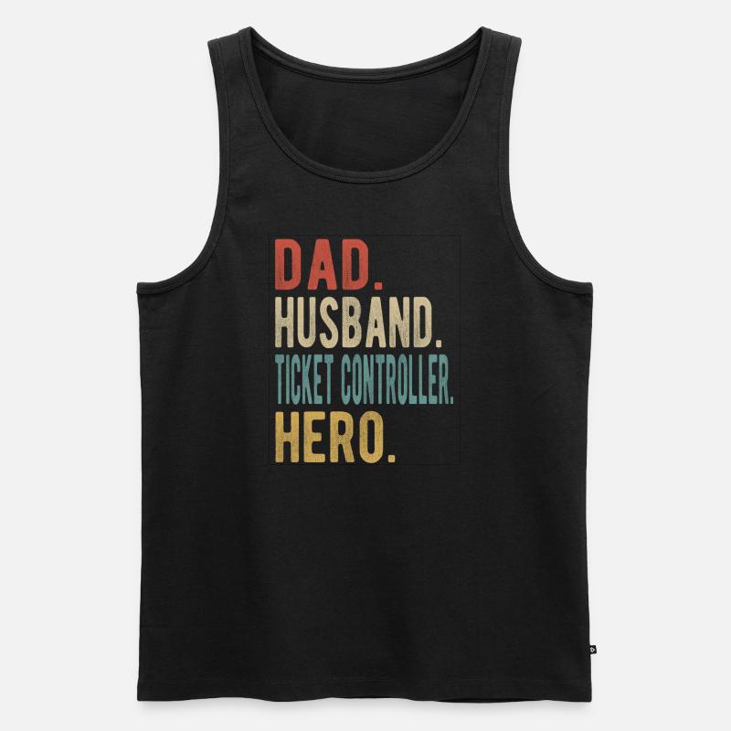 Ticketcontroller Papa Ehemann Held - Männer Premium Bio Tank Top - Schwarz
