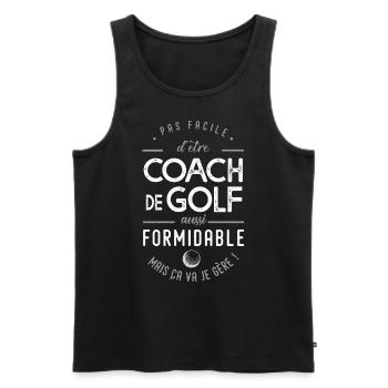 Coach Golf formidable cadeau entraineur golf - Débardeur bio Premium Homme - noir - Devant - Michal (187cm)