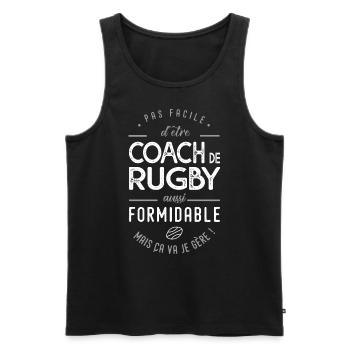 Coach Rugby formidable cadeau entraineur rugby - Débardeur bio Premium Homme - noir - Devant - Michal (187cm)