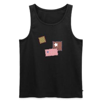 Flicken Reparatur Patchwork Stern Nähen Naht Nadel - Männer Premium Bio Tank Top - Schwarz - Vorne - AI Model Male 178 light (178cm)