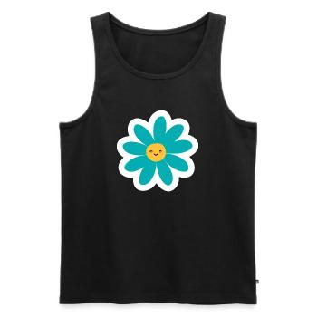 Kawaii Türkis Daisy Lächeln - Männer Premium Bio Tank Top - Schwarz - Vorne - AI Model Male 178 light (178cm)