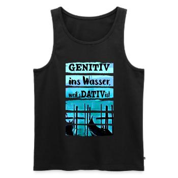 Genitiv ins Wasser weil es Dativ ist Deutschlehrer - Männer Premium Bio Tank Top - Schwarz - Vorne - AI Model Male 178 light (178cm)