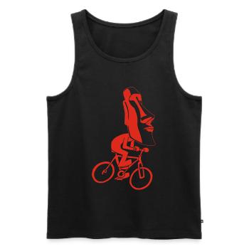 Easter Island Bike Ride (Red) - Men's Premium Organic Tank Top - black - Front - AI Model Male 178 light (178cm)