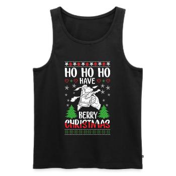 Festive Christmas pony with berry motif - Men's Premium Organic Tank Top - black - Front - AI Model Male 178 light (178cm)