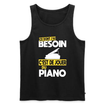 Ce dont j'ai besoin c'est de jouer du Piano - Débardeur bio Premium Homme - noir - Devant - Michal (187cm)
