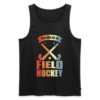 Tu m’as eu au hockey sur gazon - Débardeur bio Premium Homme - noir - Devant - Michal (187cm)