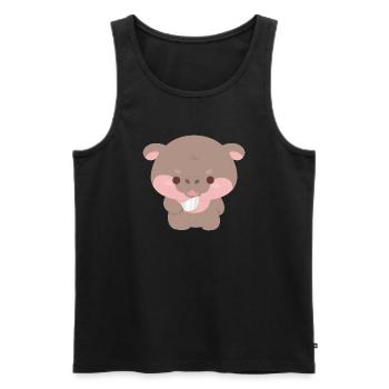 Fight Me Moo Deng Hippo - Men's Premium Organic Tank Top - black - Front - AI Model Male 178 light (178cm)