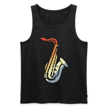Saxophon Skizze Vintage - Männer Premium Bio Tank Top - Schwarz - Vorne - Michal (187cm)
