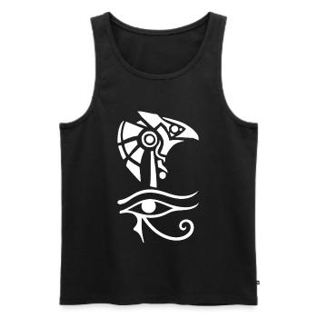 Dieu égyptien et oeil d'Horus (blanc) - Débardeur bio Premium Homme - noir - Devant - Michal (187cm)