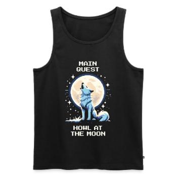 Hauptquest: Heulen zum Mond | Wolf - Männer Premium Bio Tank Top - Schwarz - Vorne - AI Model Male 178 light (178cm)