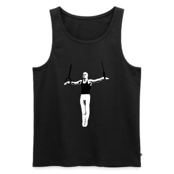 Gymnasts on Rings, Gymnastics - Men's Gymnastics - Men's Premium Organic Tank Top - black - Front - AI Model Male 178 light (178cm)