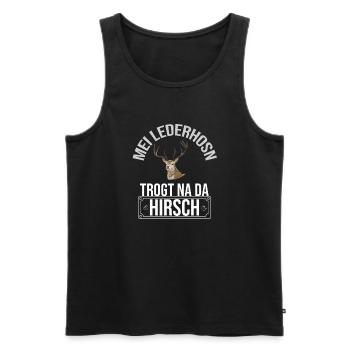 Basst Scho | Trachten Hirsch - Männer Premium Bio Tank Top - Schwarz - Vorne - AI Model Male 178 light (178cm)