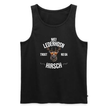 Trachten Bayrischer Dialekt Hirsch - Männer Premium Bio Tank Top - Schwarz - Vorne - AI Model Male 178 light (178cm)