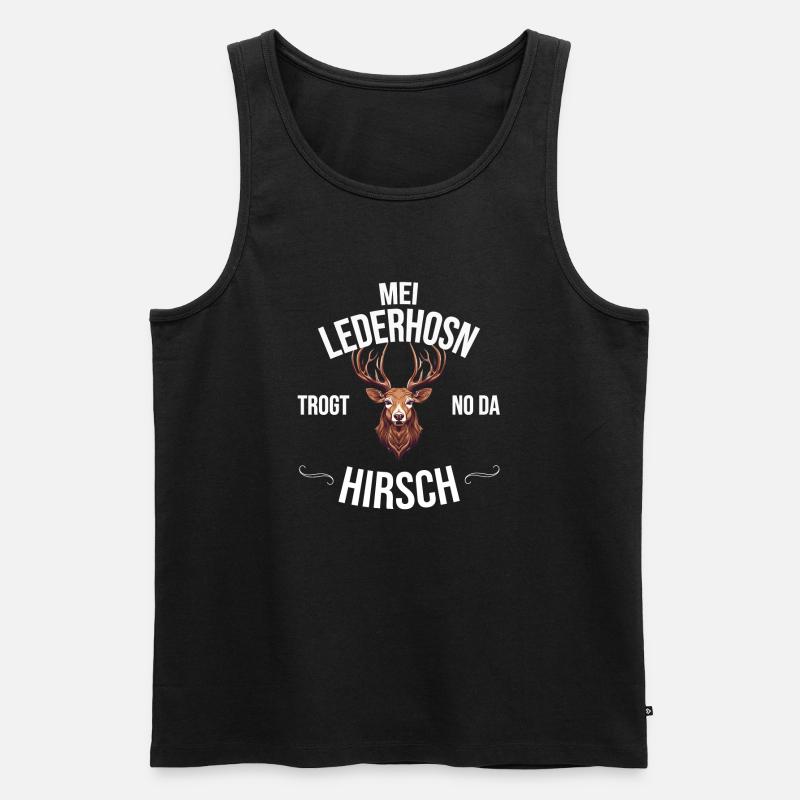 Trachten Bayrischer Dialekt Hirsch - Männer Premium Bio Tank Top - Schwarz