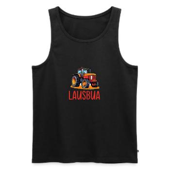 Lausbua Traktor Bayerischer Dialekt Herren - Männer Premium Bio Tank Top - Schwarz - Vorne - Michal (187cm)