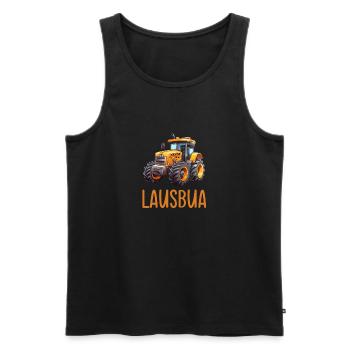 Lausbua Traktor Bayerischer Dialekt Herren - Männer Premium Bio Tank Top - Schwarz - Vorne - Michal (187cm)