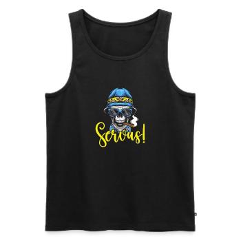 Lausbua Lausbub Lederhosen Trachten - Men's Premium Organic Tank Top - black - Front - AI Model Male 178 light (178cm)