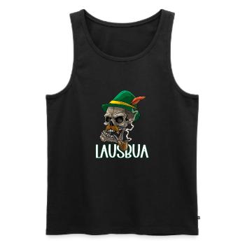 Lausbua Lausbub Lederhosen Trachten - Männer Premium Bio Tank Top - Schwarz - Vorne - Michal (187cm)