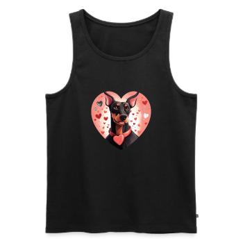 Dog Lover Dobermann Pinscher Hund Valentinstag - Männer Premium Bio Tank Top - Schwarz - Vorne - Michal (187cm)