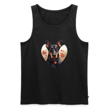 Dog Lover Dobermann Pinscher Hund Valentinstag - Männer Premium Bio Tank Top - Schwarz - Vorne - Michal (187cm)