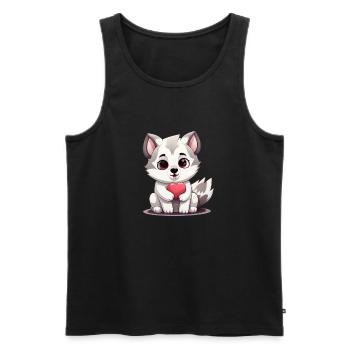 Husky chien amant maman et papa Saint-Valentin - Débardeur bio Premium Homme - noir - Devant - Michal (187cm)