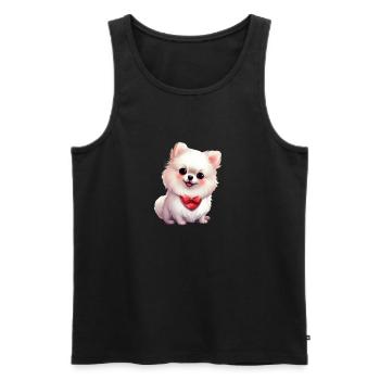 Poméranie chien maman Saint-Valentin - Débardeur bio Premium Homme - noir - Devant - AI Model Male 178 light (178cm)