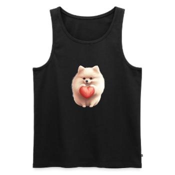 Poméranie chien maman Saint-Valentin - Débardeur bio Premium Homme - noir - Devant - AI Model Male 178 light (178cm)