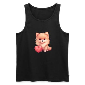 Poméranie chien maman Saint-Valentin - Débardeur bio Premium Homme - noir - Devant - AI Model Male 178 light (178cm)