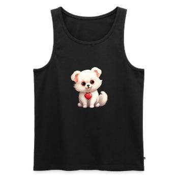Poméranie chien maman Saint-Valentin - Débardeur bio Premium Homme - noir - Devant - AI Model Male 178 light (178cm)