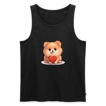 Poméranie chien maman Saint-Valentin - Débardeur bio Premium Homme - noir - Devant - AI Model Male 178 light (178cm)