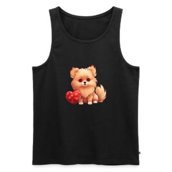 Poméranie chien maman Saint-Valentin - Débardeur bio Premium Homme - noir - Devant - AI Model Male 178 light (178cm)