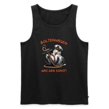 Boltenhagen, quoi d’autre ! - Débardeur bio Premium Homme - noir - Devant - AI Model Male 178 light (178cm)