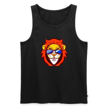 frecher, kleiner Löwe mit cooler Sonnenbrille Kind - Männer Premium Bio Tank Top - Schwarz - Vorne - AI Model Male 178 light (178cm)