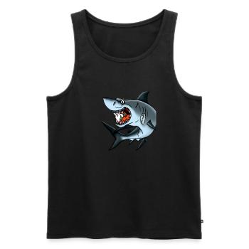 cunning, cheeky white shark sea fish predator - Men's Premium Organic Tank Top - black - Front - AI Model Male 178 light (178cm)